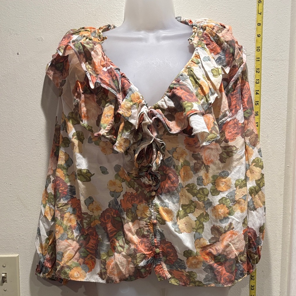 Something Navy Multicolor Floral Ruffle Blouse